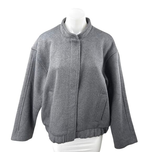 Abercrombie & Fitch Women's Black Long Sleeve Oversized Bomber Jacket Size M - Picture 1 of 4